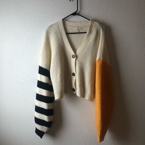 Urban Outfitters Striped/Solid Sleeve Cardigan